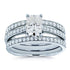 Radiant Moissanite and Diamond Square Shank Trellis 3-Piece Bridal Rings Set 1 4/5 TCW 14k White Gold